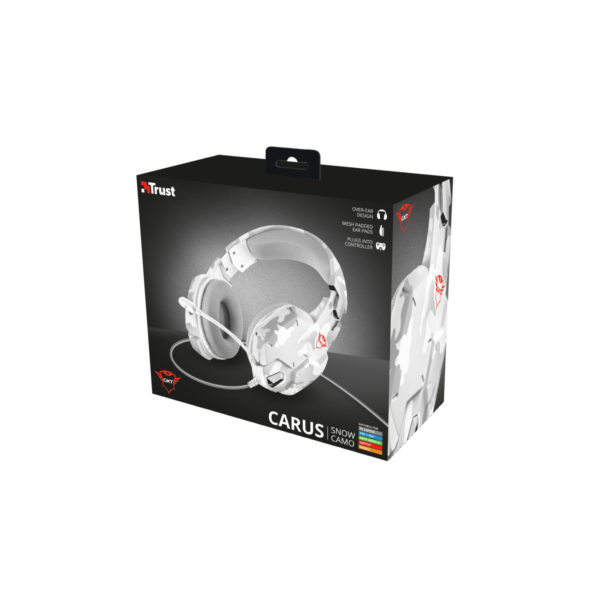 Audifonos Trust Gxt (20864) 322w Carus Gaming Headset Snow Camo,3.5mm 3 Y 4 Pins,pc, Xbox,ps5,switch