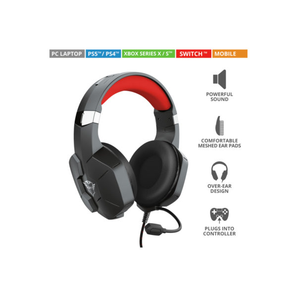 AUDIFONOS TRUST GXT (23652) 323 CARUS GAMING HEADSET BLACK, 3.5MM*2