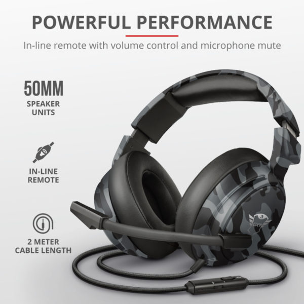 Audifonos Trust Gxt (23939) 433 Pylo Multiplatformgaming Headset Camo Black ,pc, Xbox,ps5,switch
