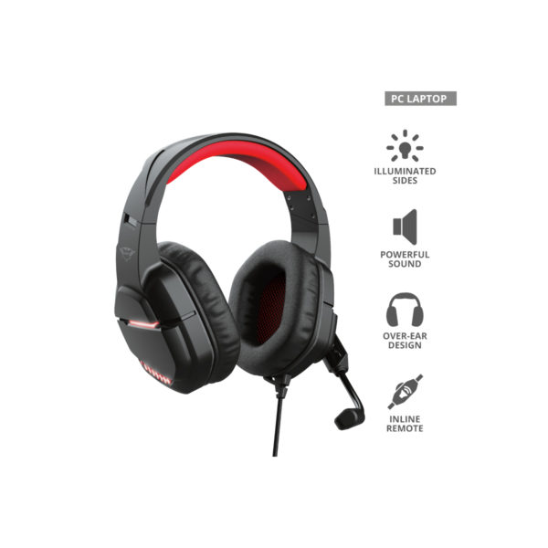 Audifonos Trust Gxt (24030) 448 Nixxo Illuminatedheadset, Usb-voltaje, 3.5mm-4pins