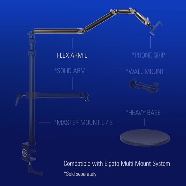 Soporte P/camaras E Iluminacion Elgato (10aab9901)master Mount L,altura 55 A 125 Cm,negro