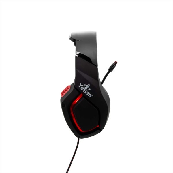 AUDIFONOS YEYIAN (YDW-33402) GAMER WICKED SERIE 3000,ALAMBRICO,USB,CONTROL,RGB,NEGRO ROJO