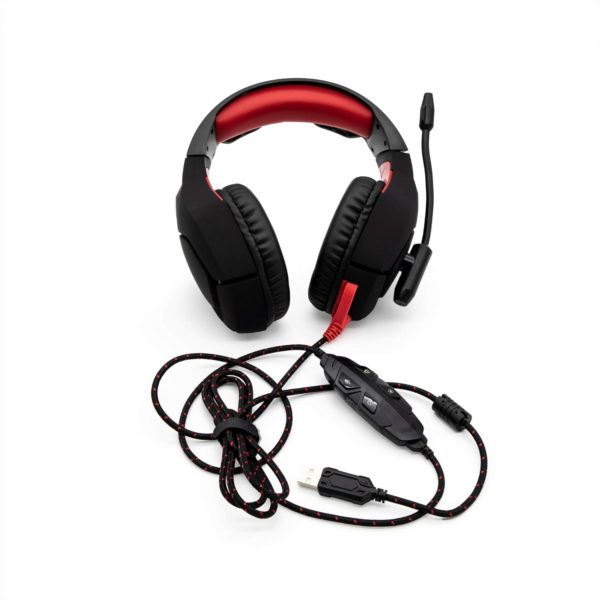 AUDIFONOS YEYIAN (YDW-33402) GAMER WICKED SERIE 3000,ALAMBRICO,USB,CONTROL,RGB,NEGRO ROJO