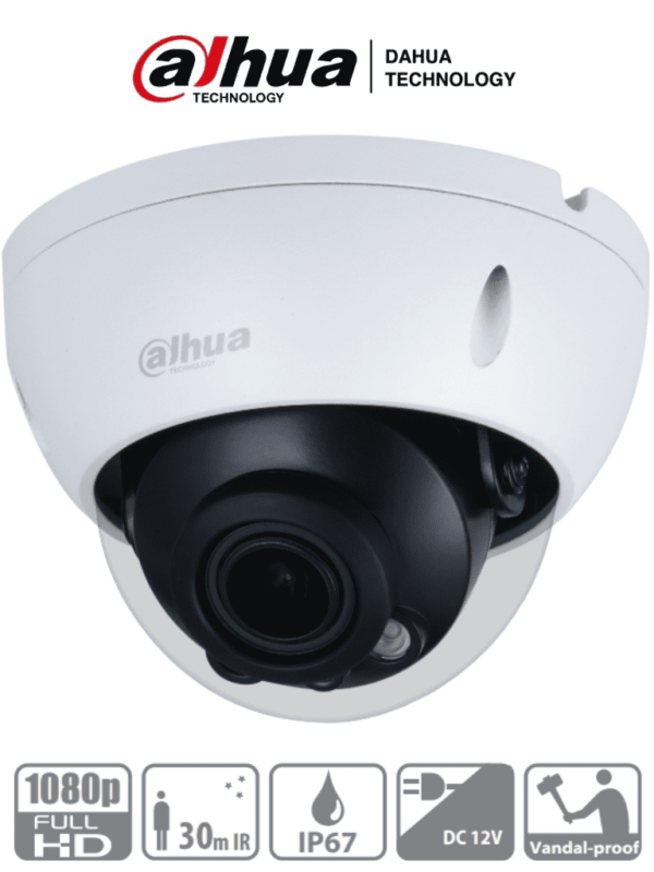 CÁMARA DOMO DAHUA (DH-HAC-HDBW1200RN-Z) ANTIVANDALICA HDCVI 1080P, TVI,AHD,CVBS, 2MP, IR 30M, IK10