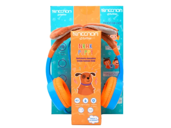 AUDIFONOS NECNON (NBHK-PUPPY) KIDS PUPPY,CONECTORY PUERTO AUX EXTRA 3.5,MATERIAL NO TOXICO
