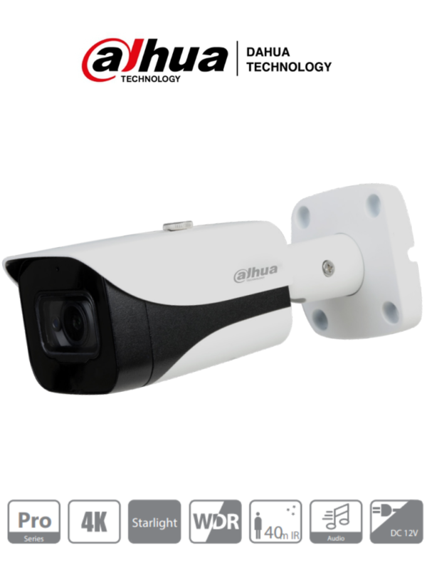 CÁMARA BULLET DAHUA (DH-HAC-HFW2802E-A-0360B) 4K STARLIGHT,8MP,3.6MM,IP67,3DNR,MIC